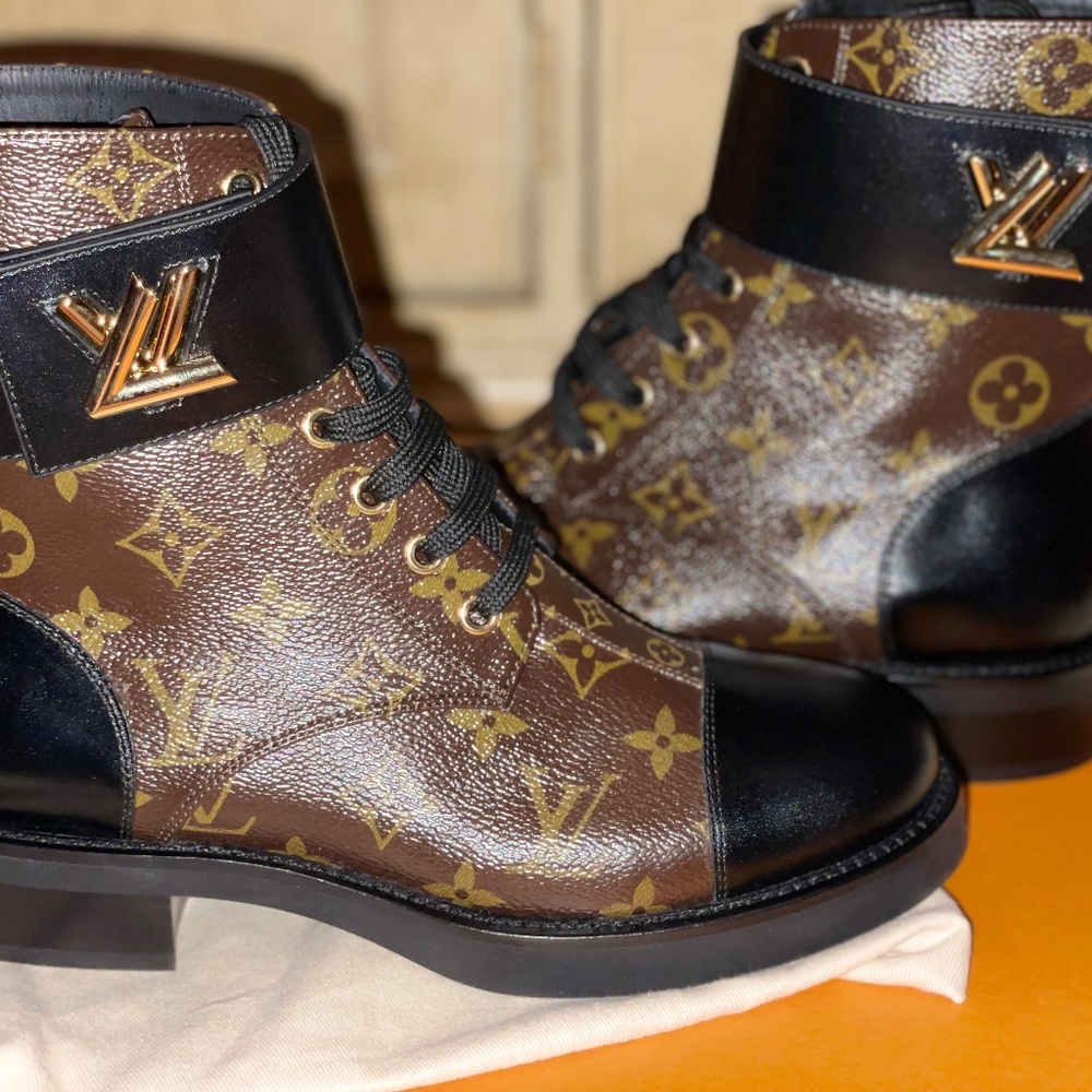 Louis Vuitton LV Monogram Wonderland Flat Ranger Combat boots